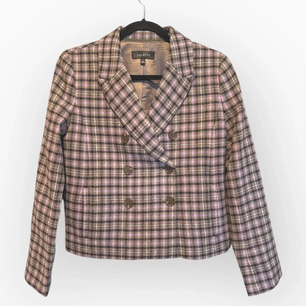 Talbots‎ Women's Plaid Double Breasted Blazer Jacket Size 2